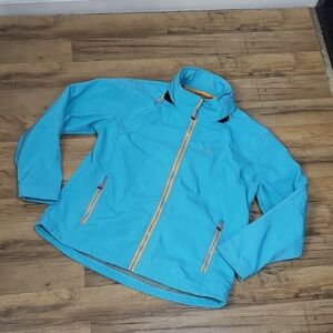 BJORNSON Blue AQUA-SHELL 8000 mm Full Zip with Hood Folded into Collar Jacket